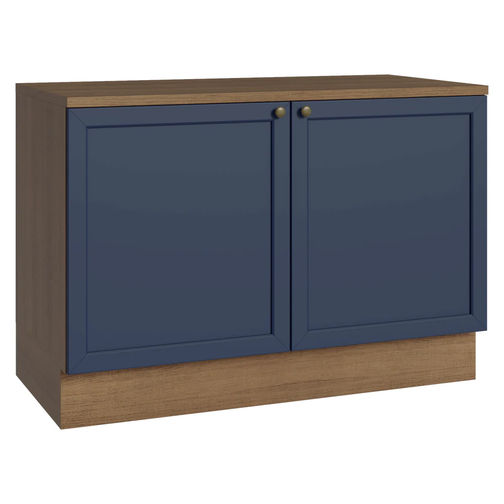 Balcão de Cozinha 120 x 60 cm 2 Portas (Com Tampo) Rustic/Azul Vik Madesa