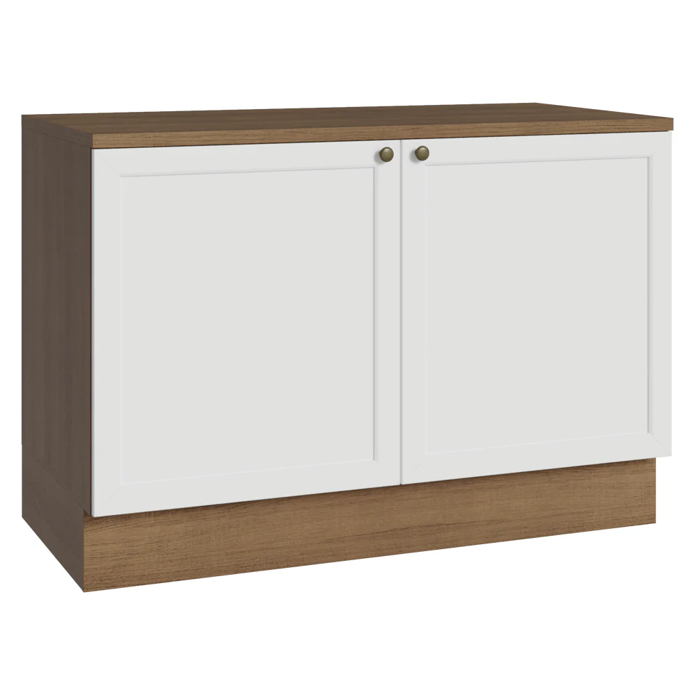Balcão de Cozinha 120 x 60 cm 2 Portas (Com Tampo) Rustic/Branco Vik Madesa