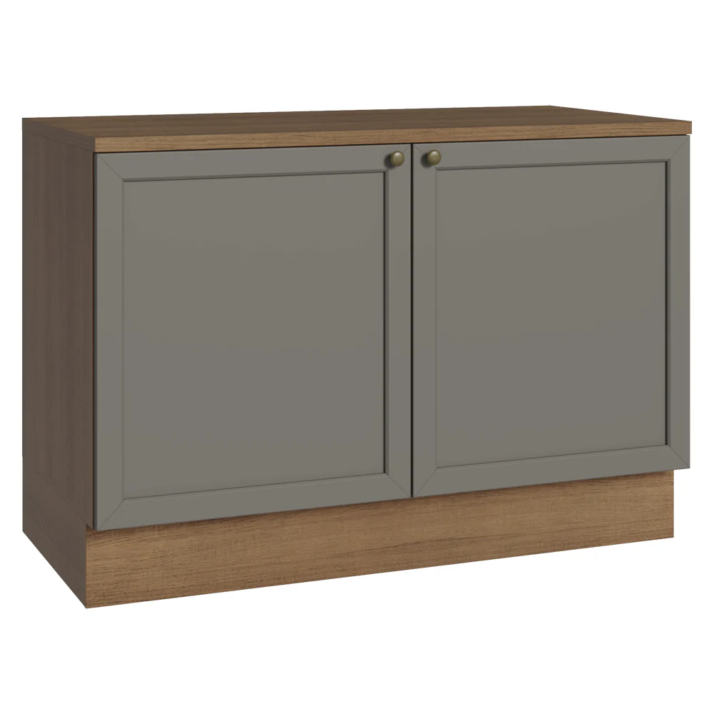 Balcão de Cozinha 120 x 60 cm 2 Portas (Com Tampo) Rustic/Cinza Vik Madesa