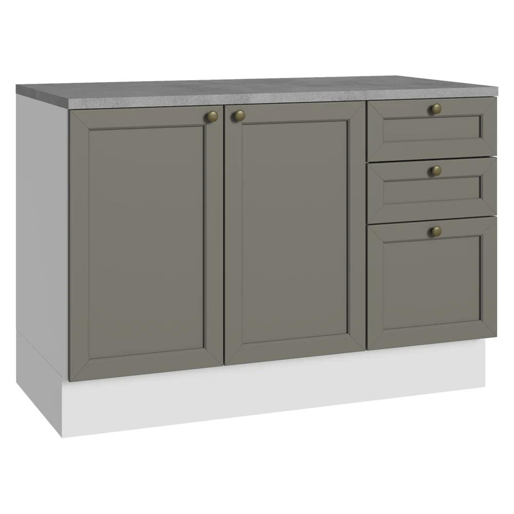 Balcão de Cozinha 120 cm 2 Portas 3 Gavetas Branco/Cinza Vik Madesa