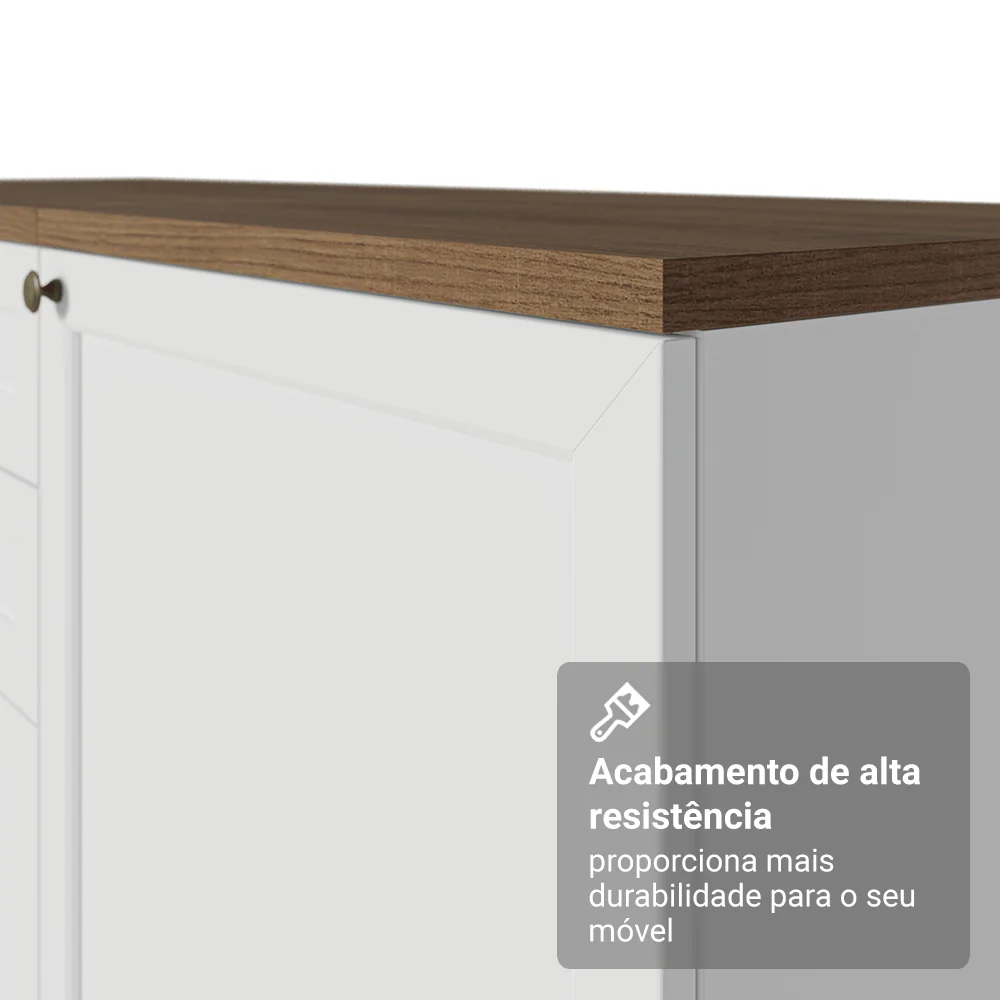 Balcão de Cozinha 120 cm 2 Portas Branco Tampo Rustic Vik Madesa - Image 8