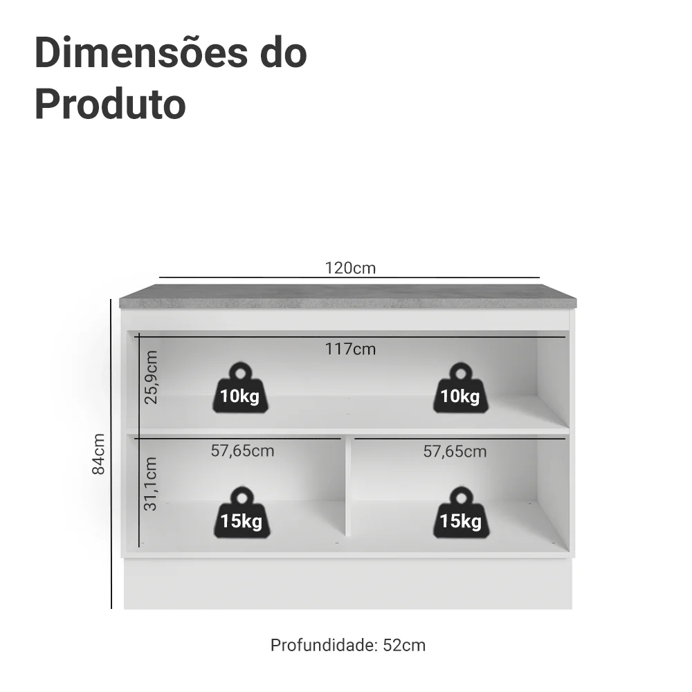 Balcão de Cozinha 120 cm 2 Portas Branco/Verde Vik Madesa - Image 2
