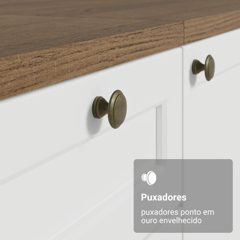 Balcão de Cozinha 120 cm 2 Portas Rustic/Branco Vik Madesa - Image 6