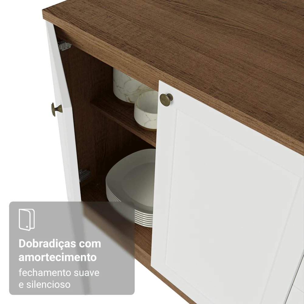 Balcão de Cozinha 120 cm 2 Portas Rustic/Branco Vik Madesa - Image 7
