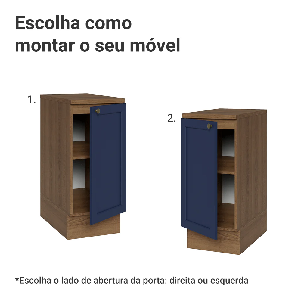 Balcão de Cozinha 35 cm 1 Porta Rustic/Azul Vik Madesa - Image 4