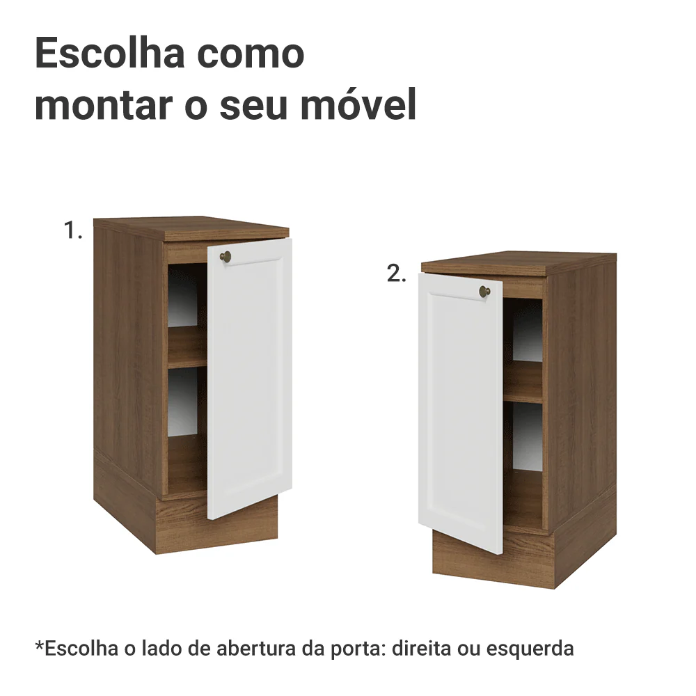 Balcão de Cozinha 35 cm 1 Porta Rustic/Branco Vik Madesa - Image 4