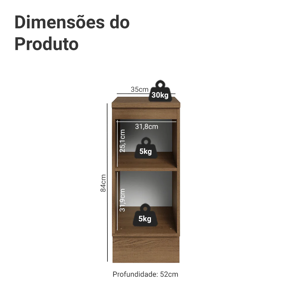 Balcão de Cozinha 35 cm 1 Porta Rustic/Cinza Vik Madesa - Image 2