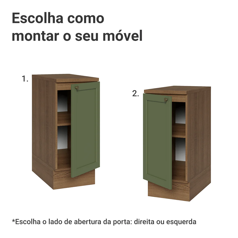 Balcão de Cozinha 35 cm 1 Porta Rustic/Verde Vik Madesa - Image 4