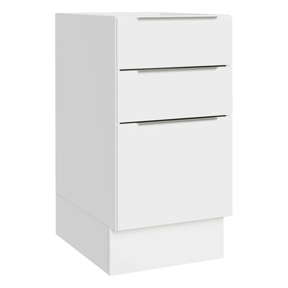 Balcão Cozinha 40 x 60 cm 3 Gavetas (Sem Tampo) Branco Stella Madesa