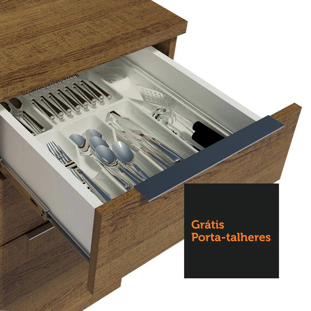Balcão Cozinha 40 x 60 cm 3 Gavetas (Sem Tampo) Rustic Stella Madesa - Image 7