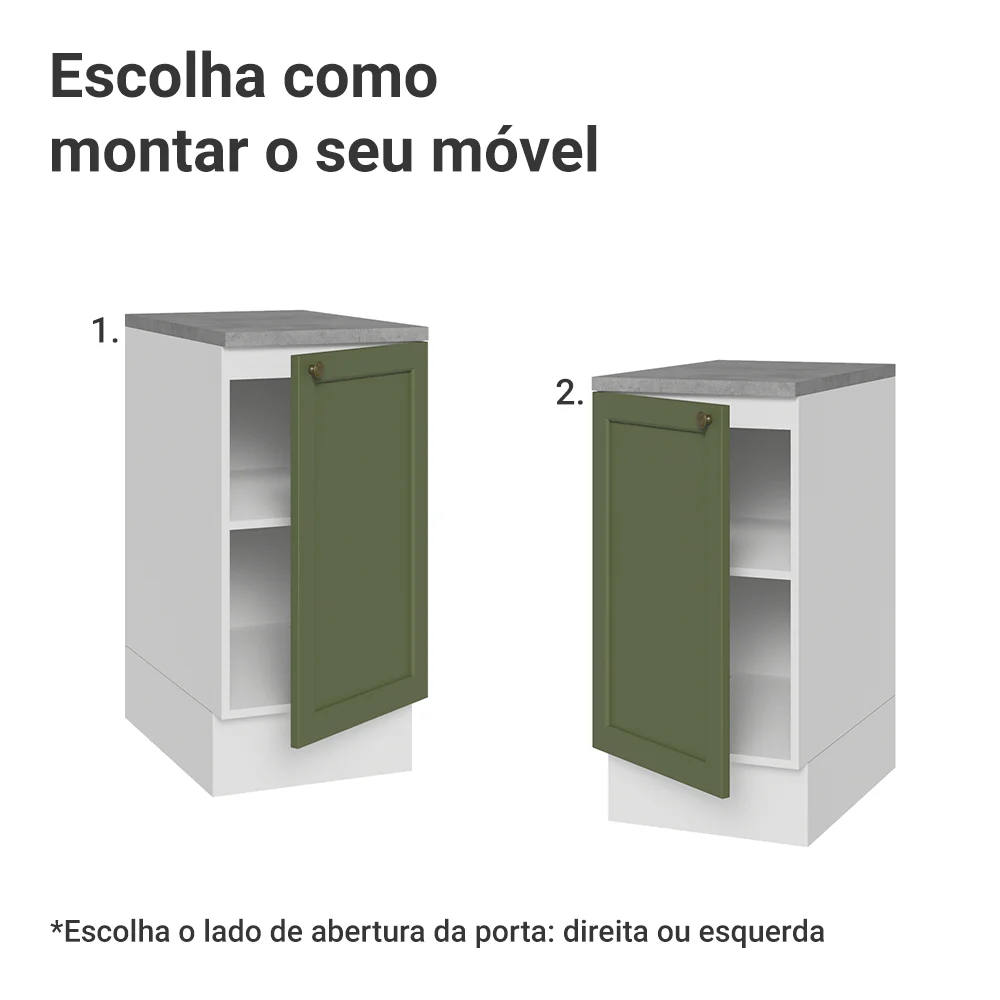 Balcão de Cozinha 40 x 60 cm 1 Porta (Com Tampo) Branco/Verde Vik Madesa - Image 4