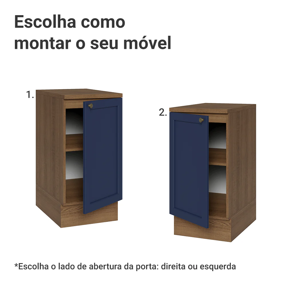 Balcão de Cozinha 40 x 60 cm 1 Porta (Com Tampo) Rustic/Azul Vik Madesa - Image 4