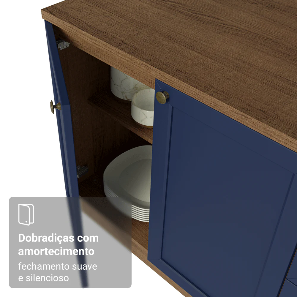 Balcão de Cozinha 40 x 60 cm 1 Porta (Sem Tampo) Rustic/Azul Vik Madesa - Image 7