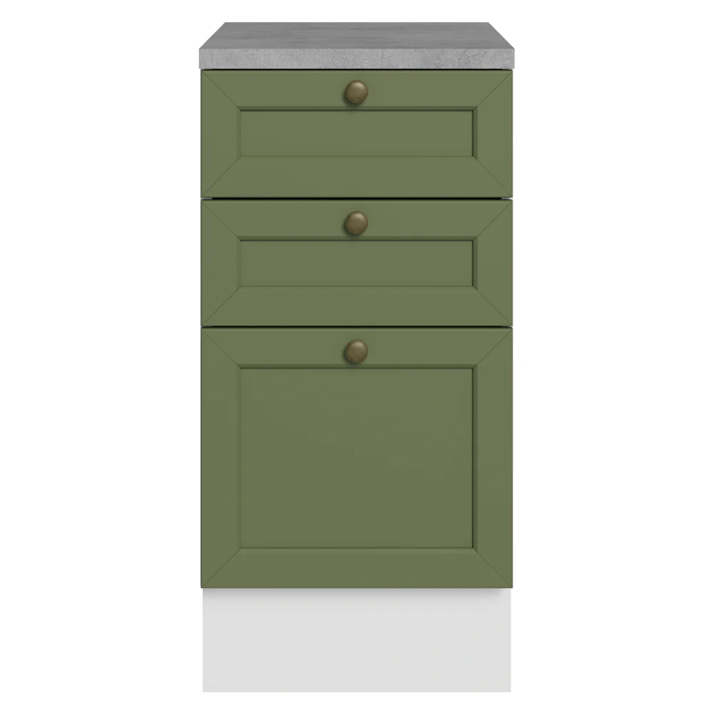 Balcão de Cozinha 40 x 60 cm 3 Gavetas (Com Tampo) Branco/Verde Vik Madesa - Image 4