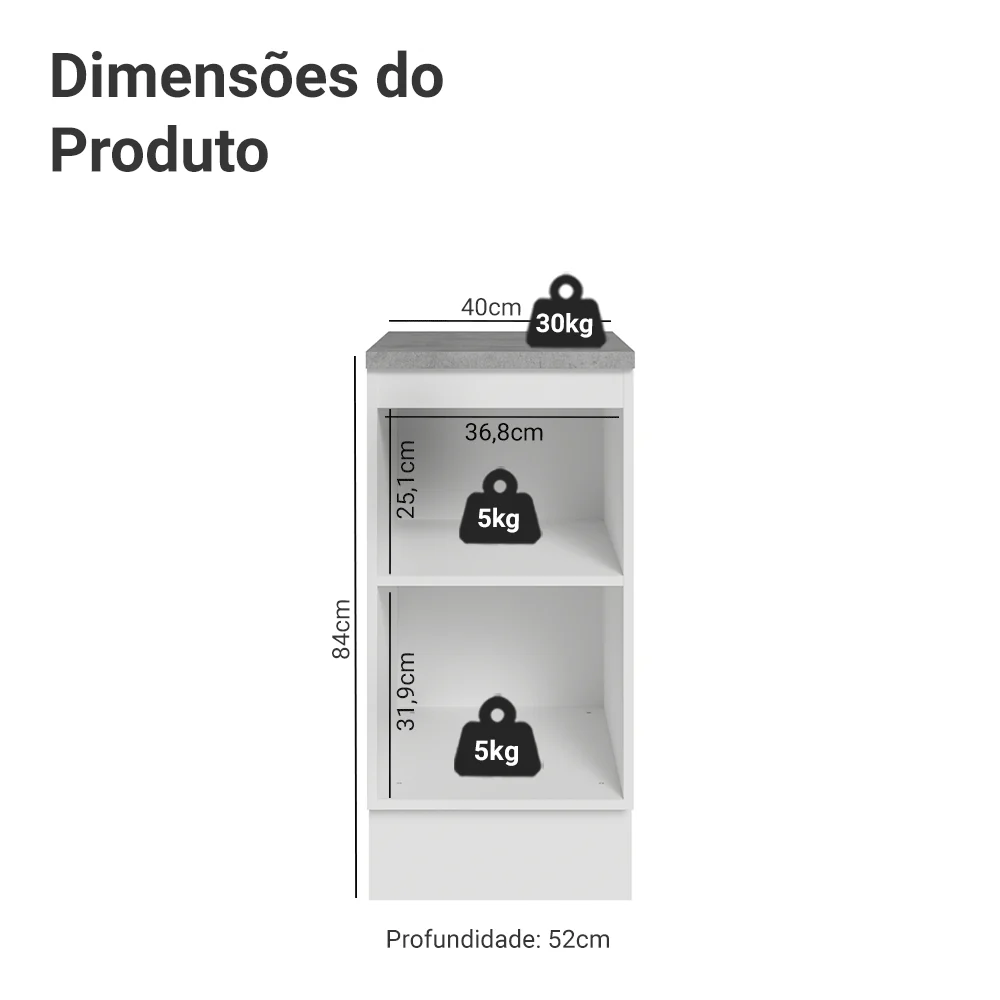 Balcão de Cozinha 40 cm 1 Porta Branco/Verde Vik Madesa - Image 2