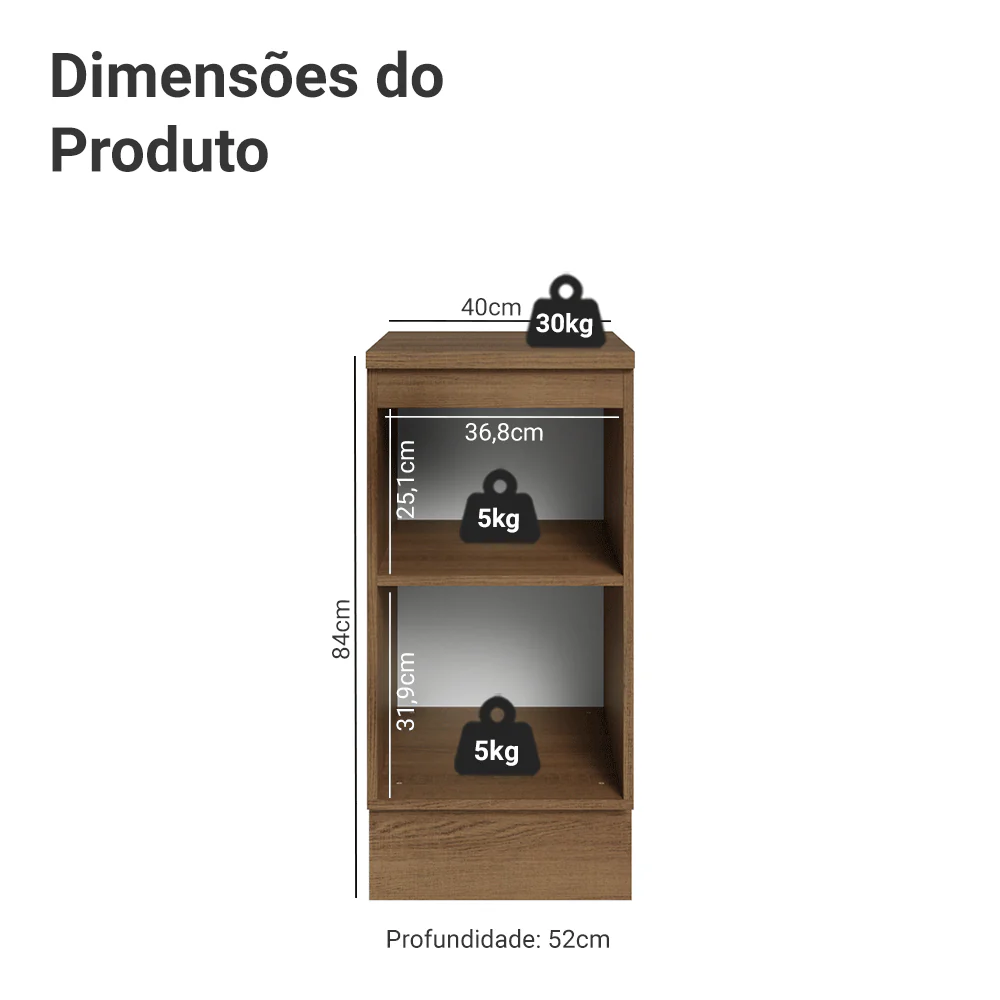 Balcão de Cozinha 40 cm 1 Porta Rustic/Verde Vik Madesa - Image 2