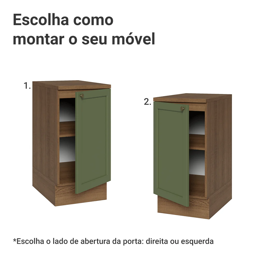 Balcão de Cozinha 40 cm 1 Porta Rustic/Verde Vik Madesa - Image 4