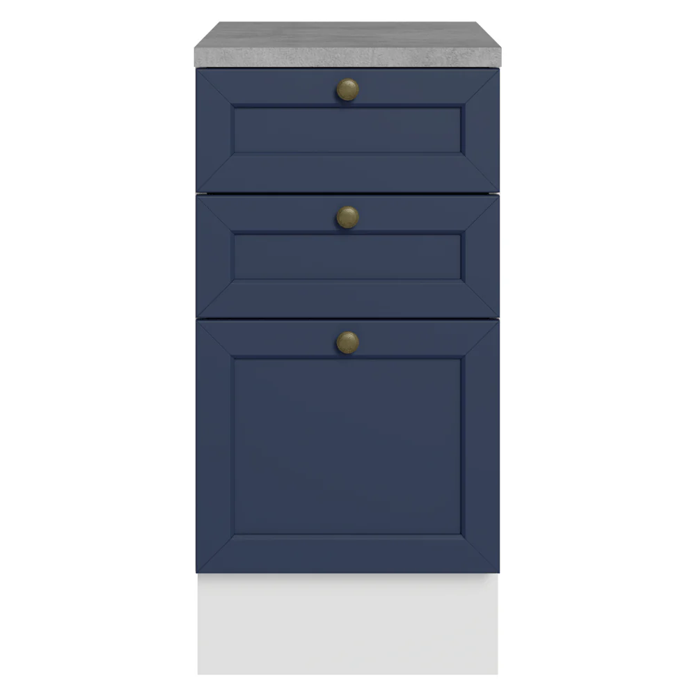 Balcão de Cozinha 40 cm 3 Gavetas Branco/Azul Vik Madesa - Image 4
