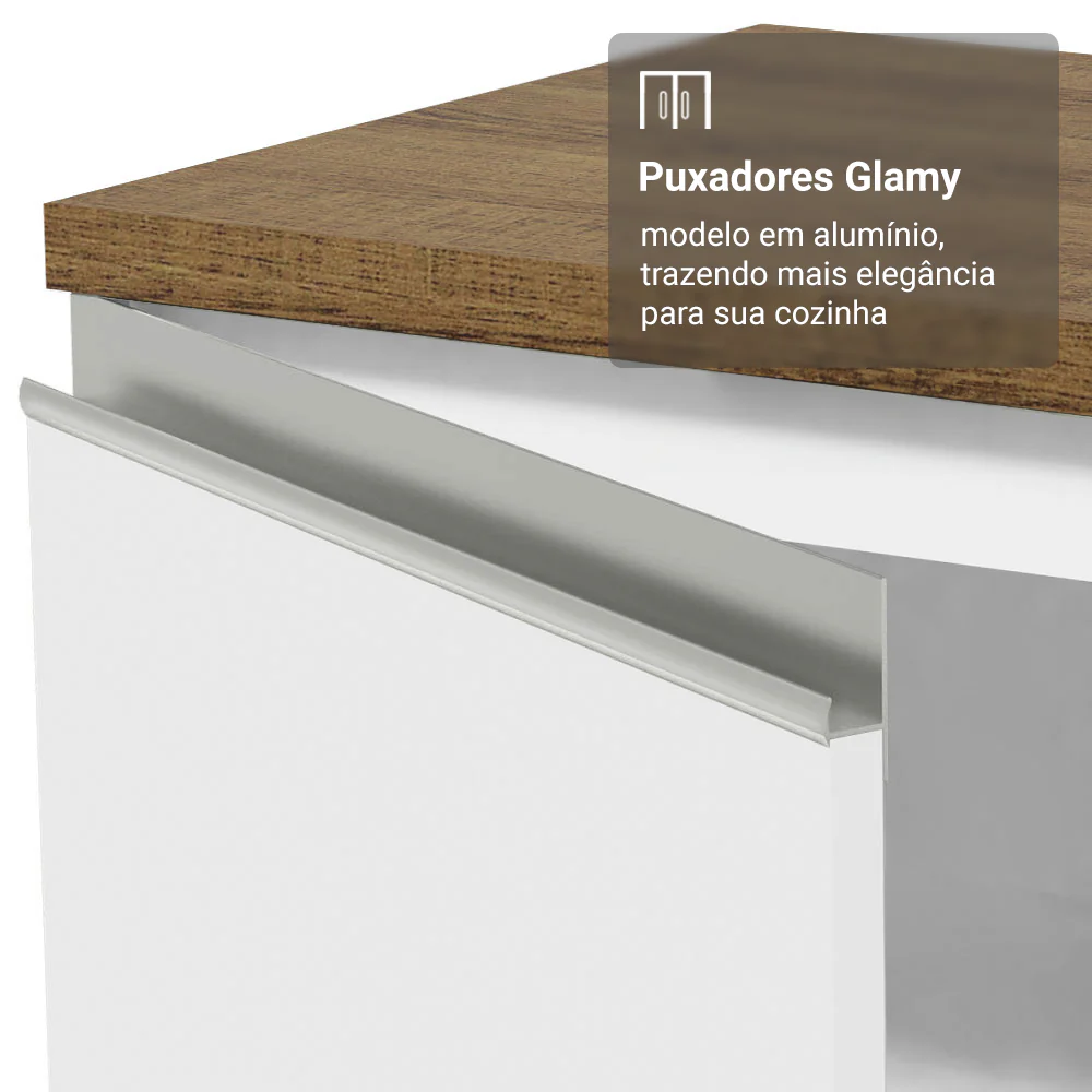Balcão de Cozinha 50 x 60cm 1 Porta Branco Tampo Rustic Glamy Madesa - Image 7