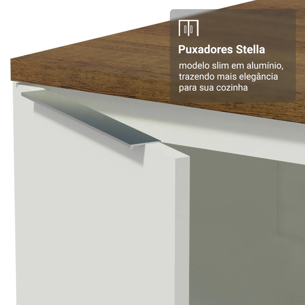 Balcão de Cozinha 50 x 60cm 1 Porta Branco Tampo Rustic Stella Madesa - Image 7
