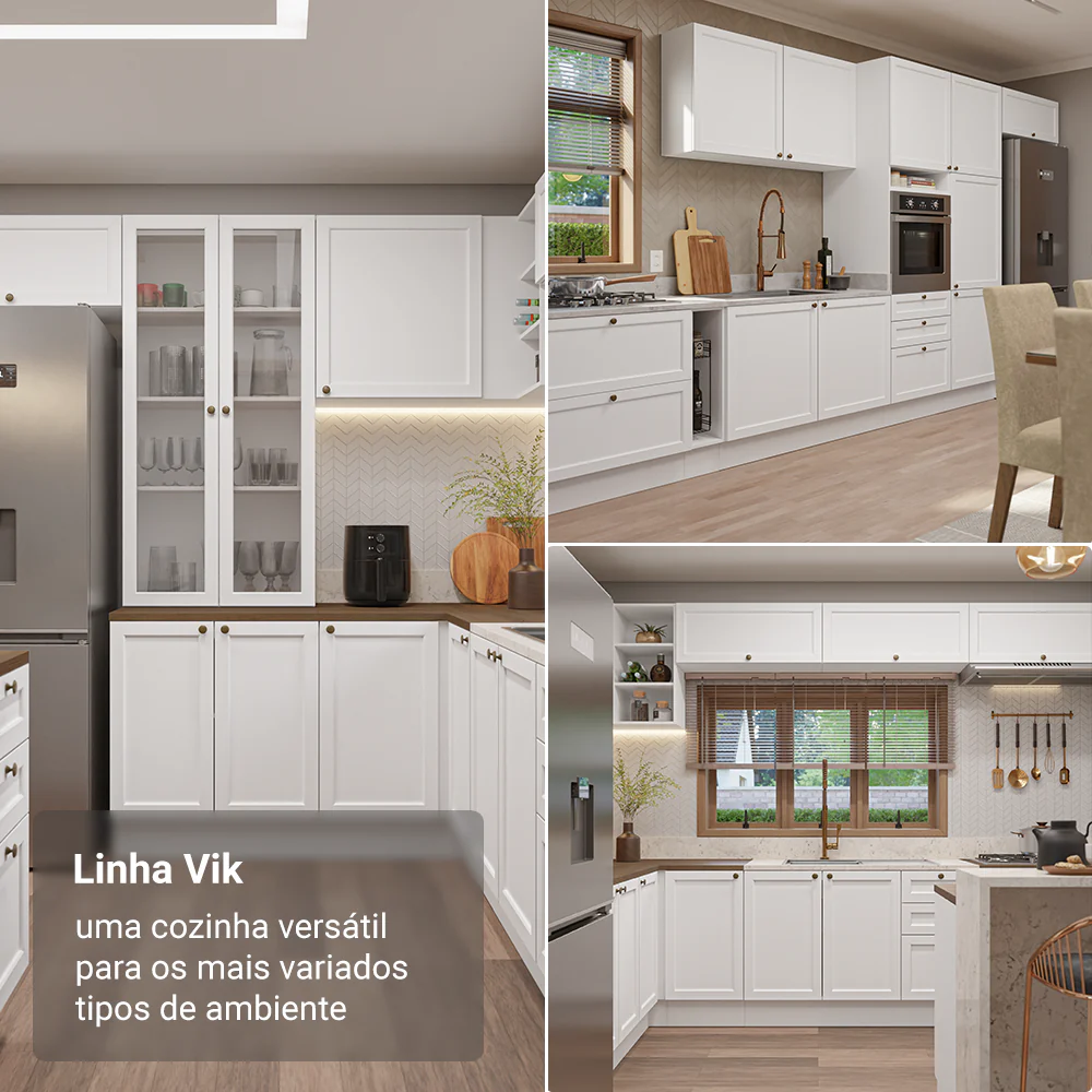 Balcão de Cozinha 50 x 60cm 1 Porta Branco Tampo Rustic Vik Madesa - Image 6