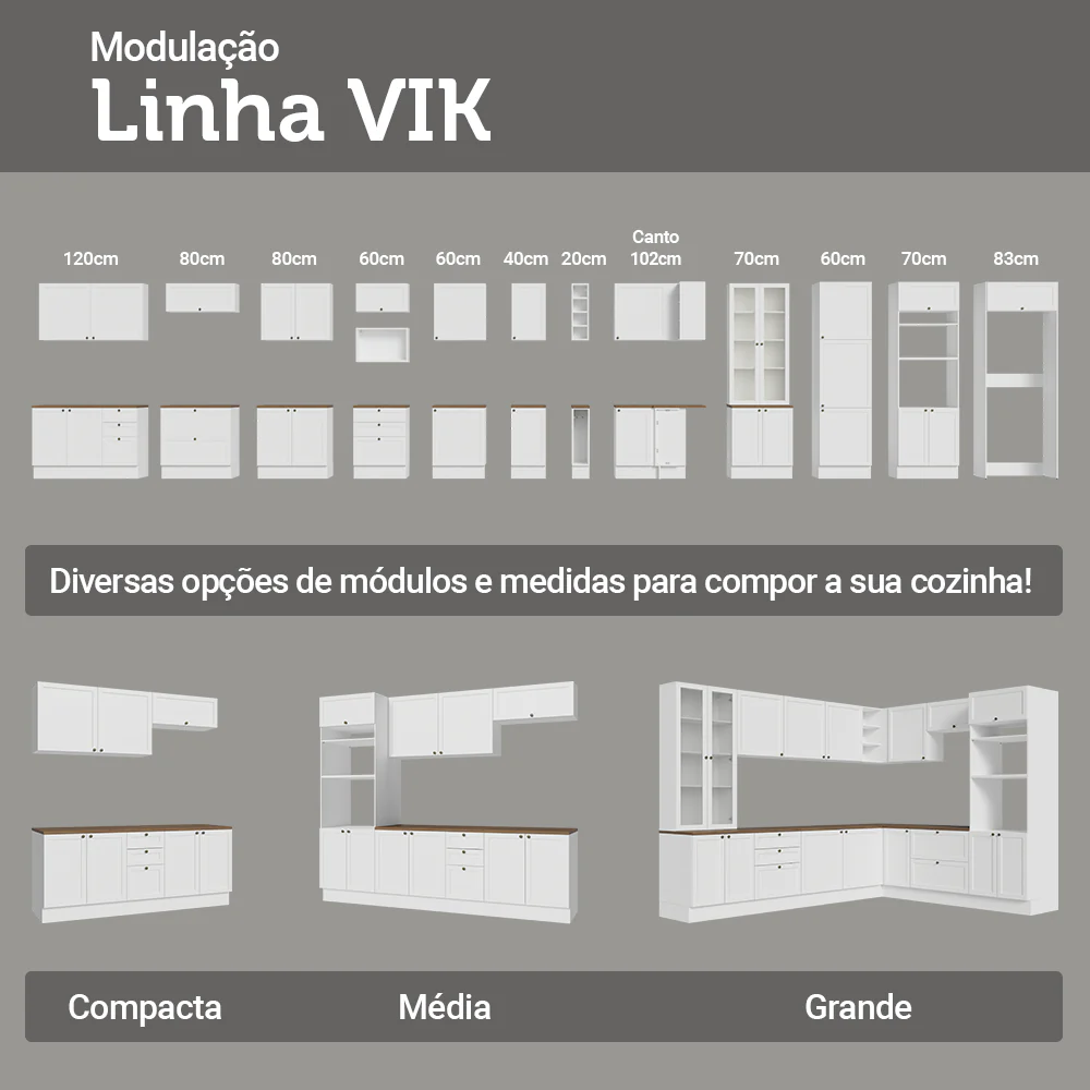 Balcão de Cozinha 50 x 60cm 1 Porta Branco Tampo Rustic Vik Madesa - Image 9