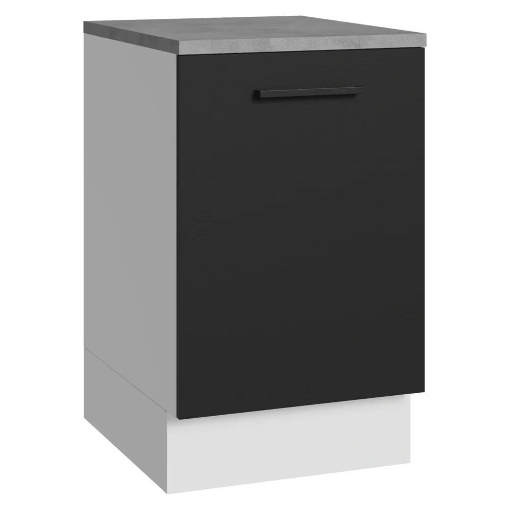 Balcão de Cozinha 50 x 60cm 1 Porta (Com Tampo) Branco/Preto Agata Madesa