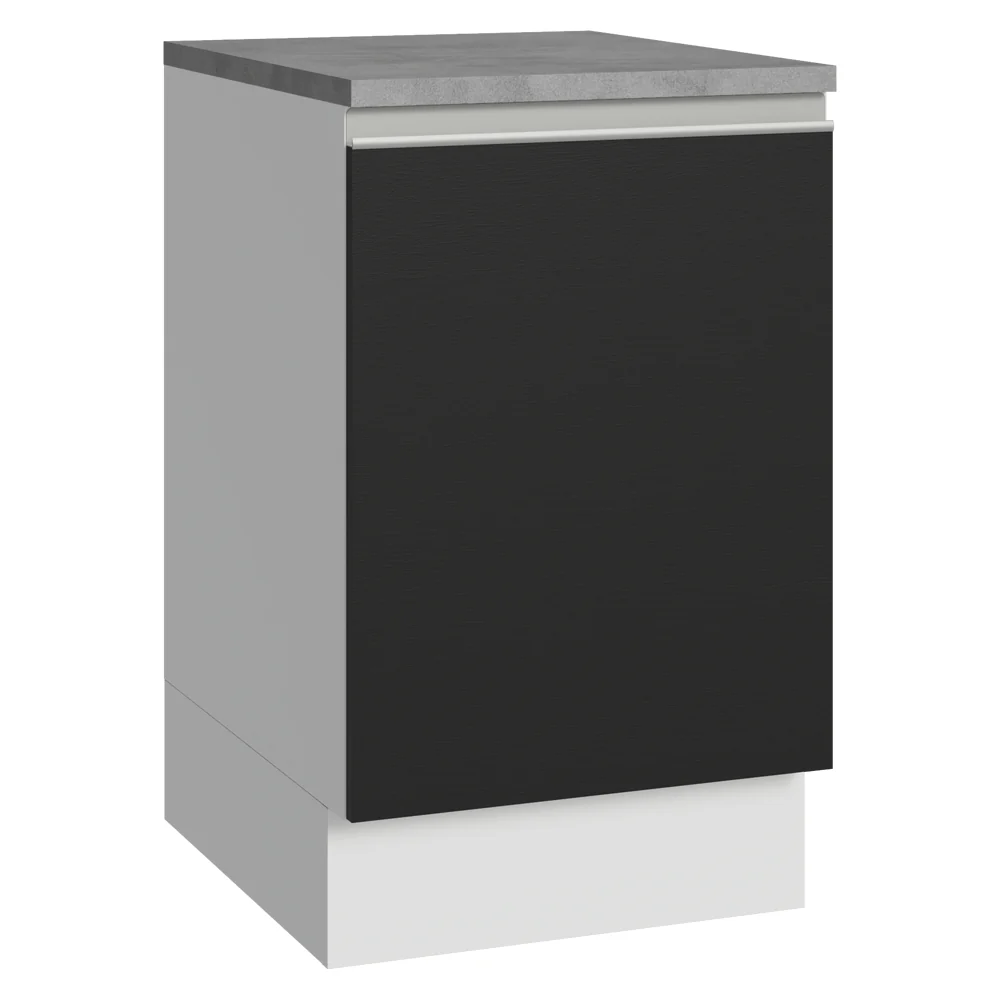 Balcão de Cozinha 50 x 60cm 1 Porta (Com Tampo) Branco/Preto Glamy Madesa