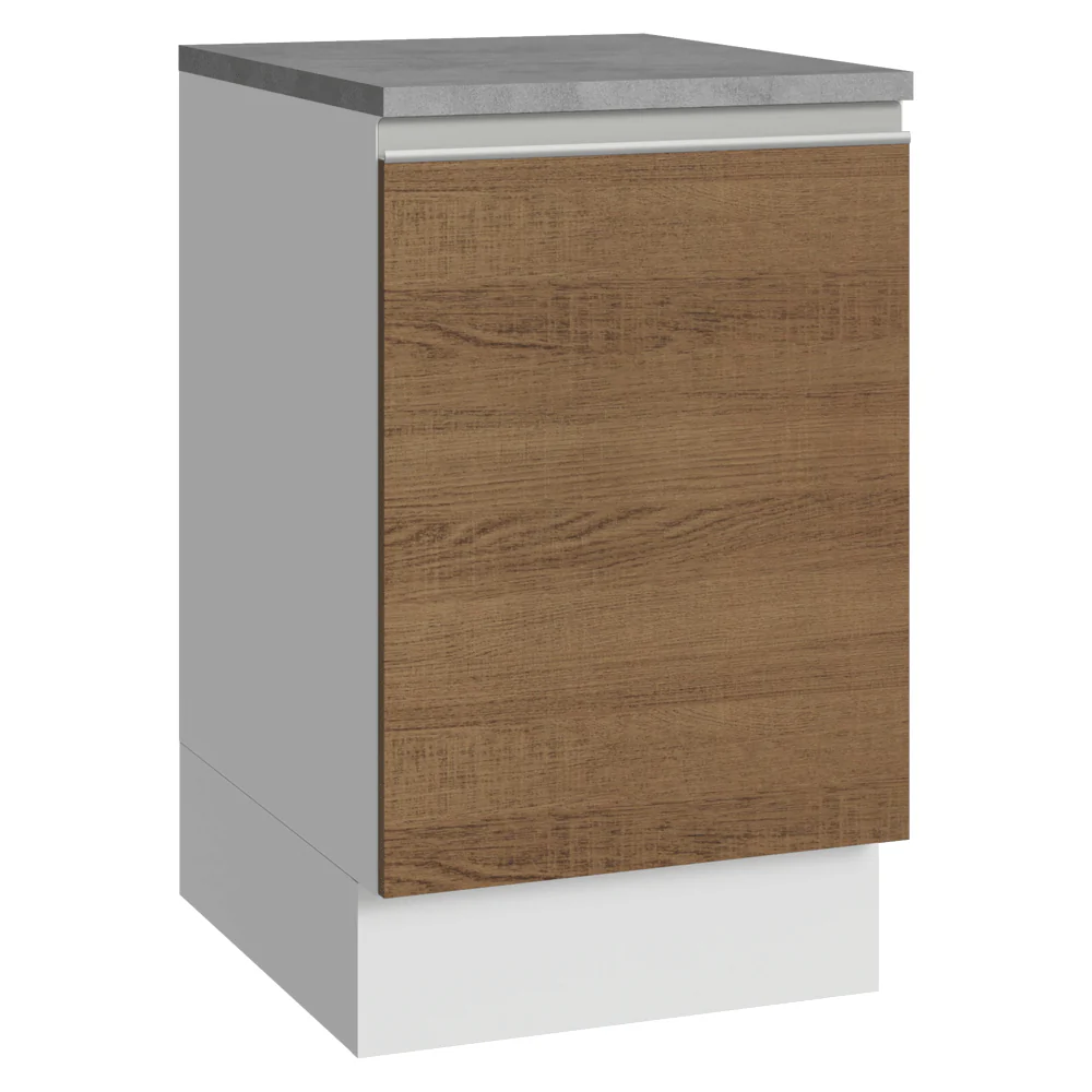 Balcão de Cozinha 50 x 60cm 1 Porta (Com Tampo) Branco/Rustic Glamy Madesa