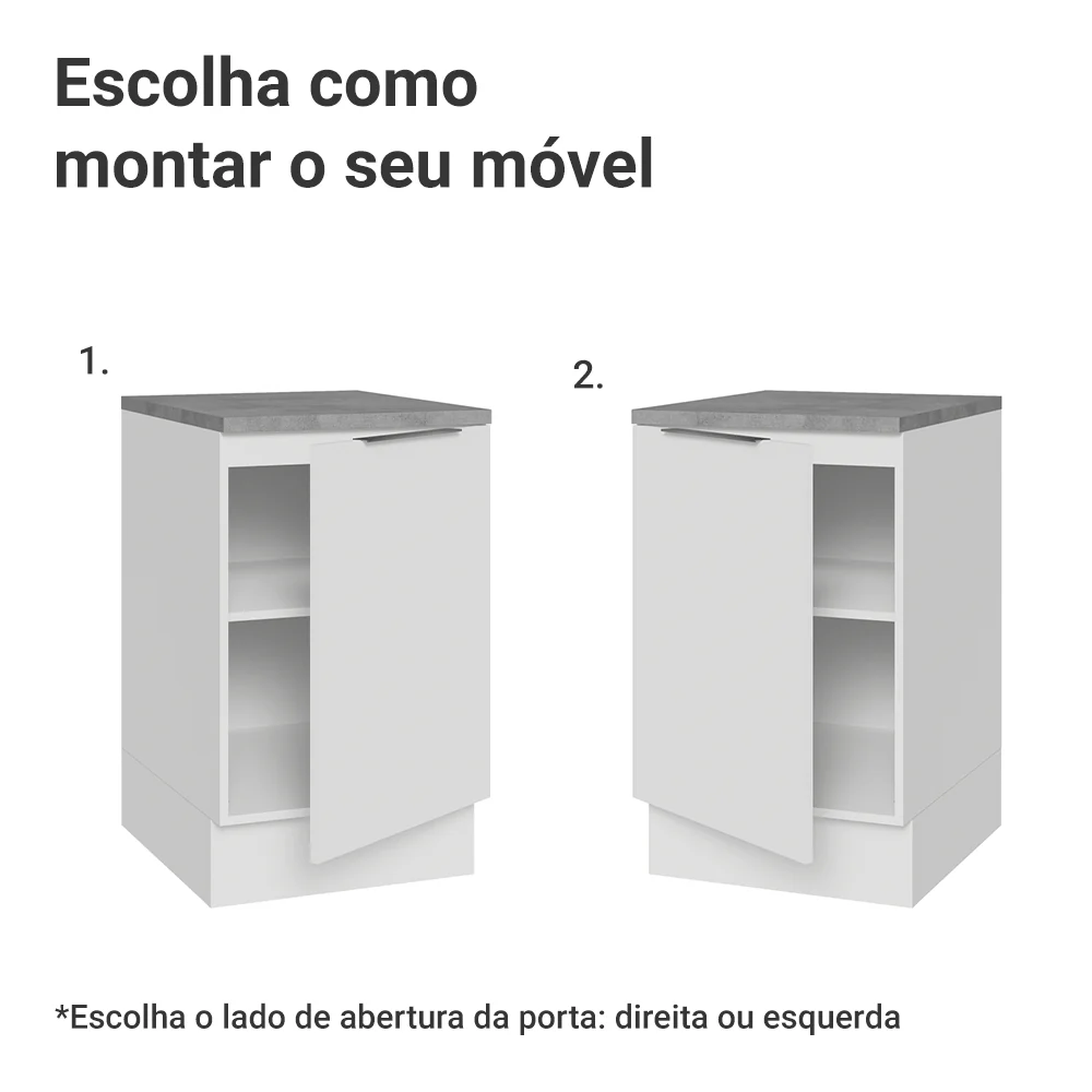 Balcão de Cozinha 50 x 60cm 1 Porta (Com Tampo) Branco Stella Madesa - Image 4
