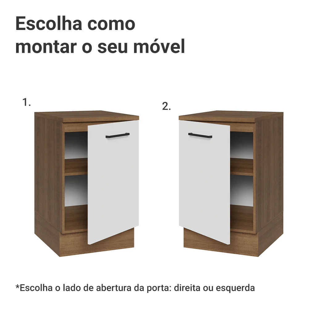 Balcão de Cozinha 50 x 60cm 1 Porta (Com Tampo) Rustic/Branco Agata Madesa - Image 4