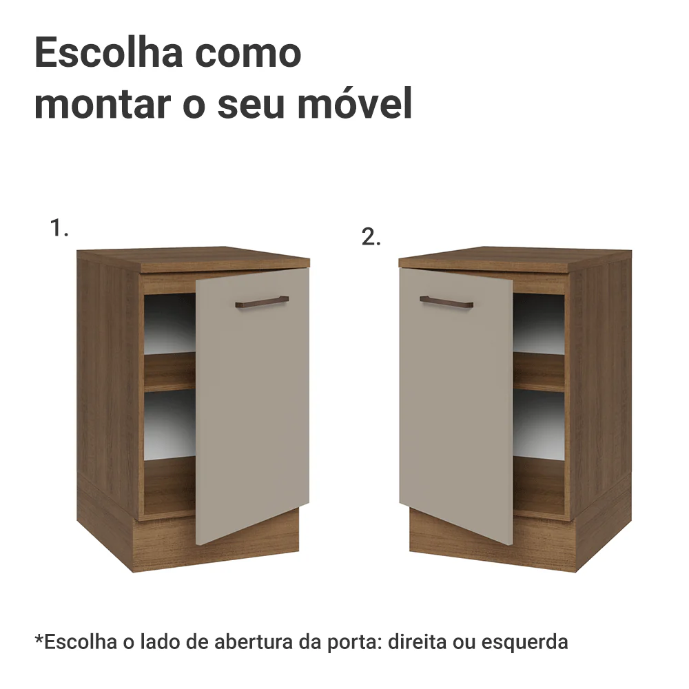 Balcão de Cozinha 50 x 60cm 1 Porta (Com Tampo) Rustic/Crema Agata Madesa - Image 4