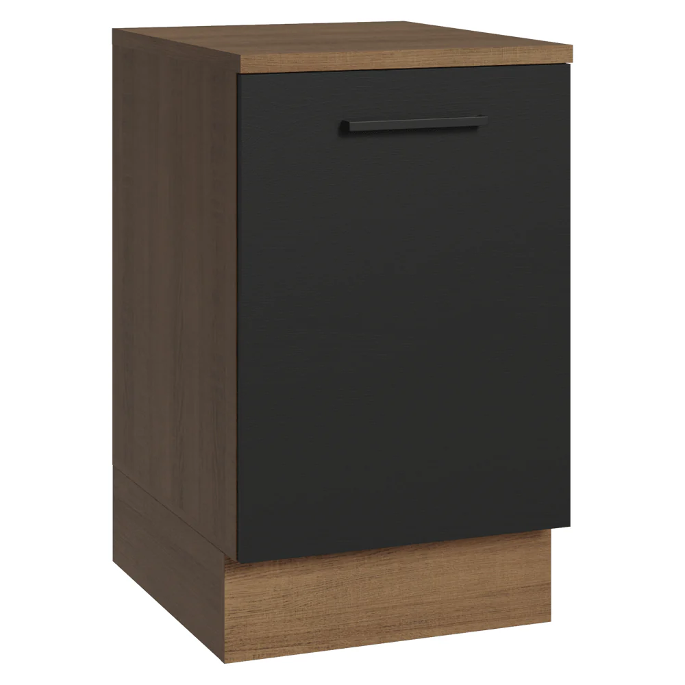 Balcão de Cozinha 50 x 60cm 1 Porta (Com Tampo) Rustic/Preto Agata Madesa