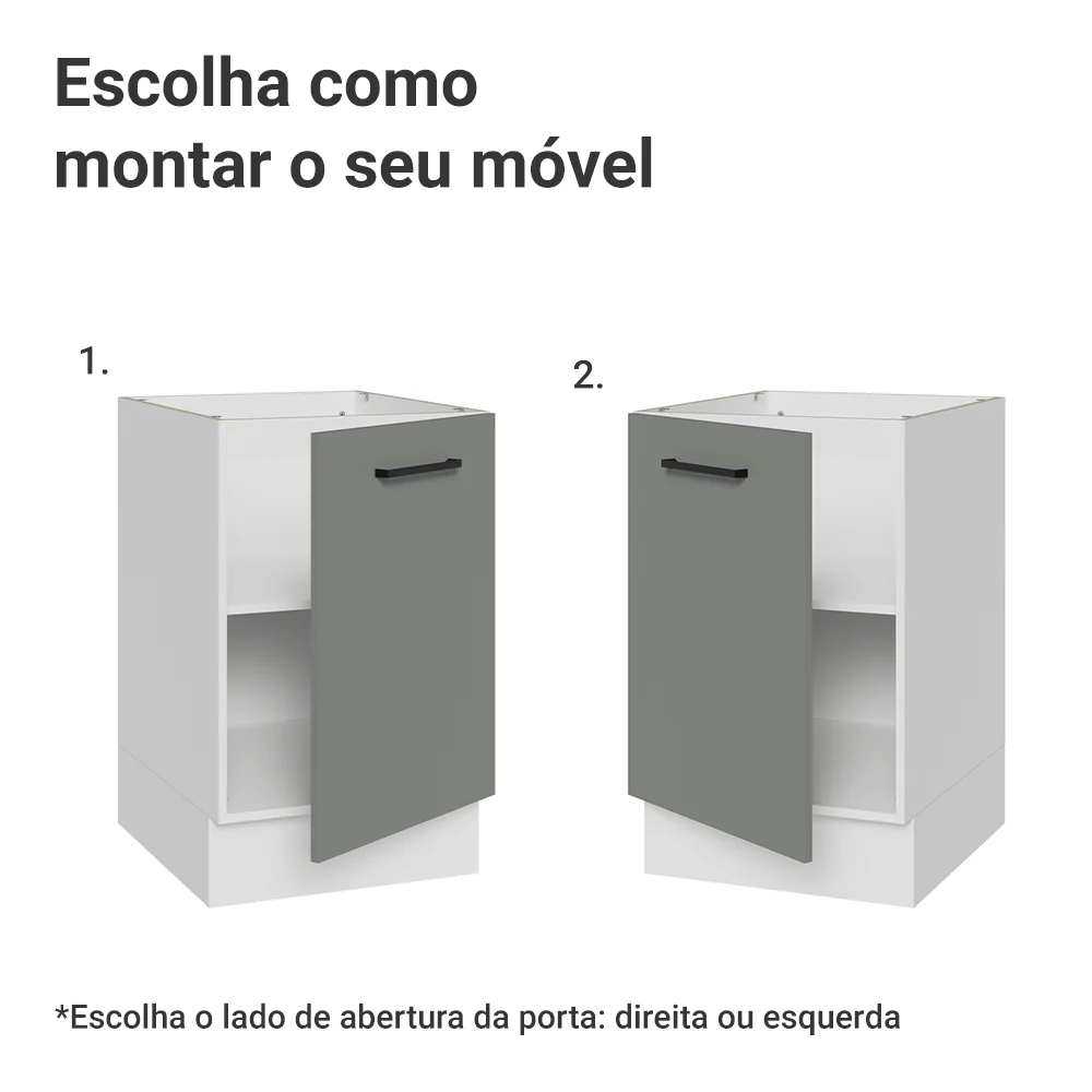 Balcão de Cozinha 50 x 60cm 1 Porta (Sem Tampo) Branco/Cinza Agata Madesa - Image 4