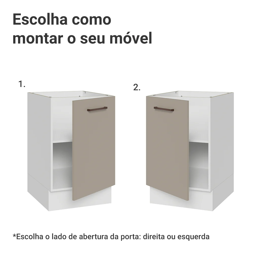Balcão de Cozinha 50 x 60cm 1 Porta (Sem Tampo) Branco/Crema Agata Madesa - Image 4