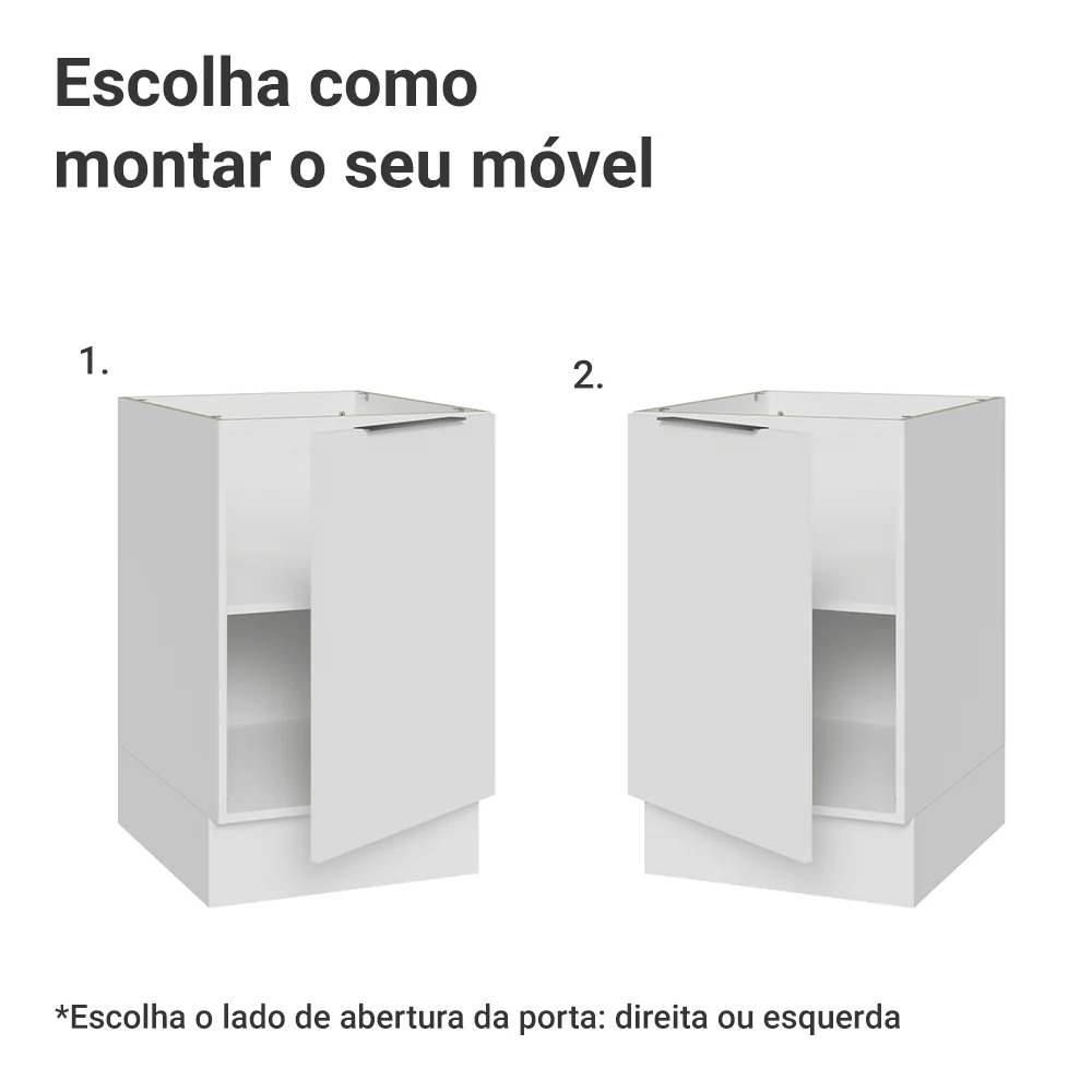 Balcão de Cozinha 50 x 60cm 1 Porta (Sem Tampo) Branco Stella Madesa - Image 4