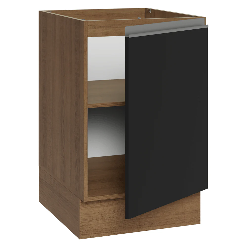 Balcão de Cozinha 50 x 60cm 1 Porta (Sem Tampo) Rustic/Preto Glamy Madesa - Image 6