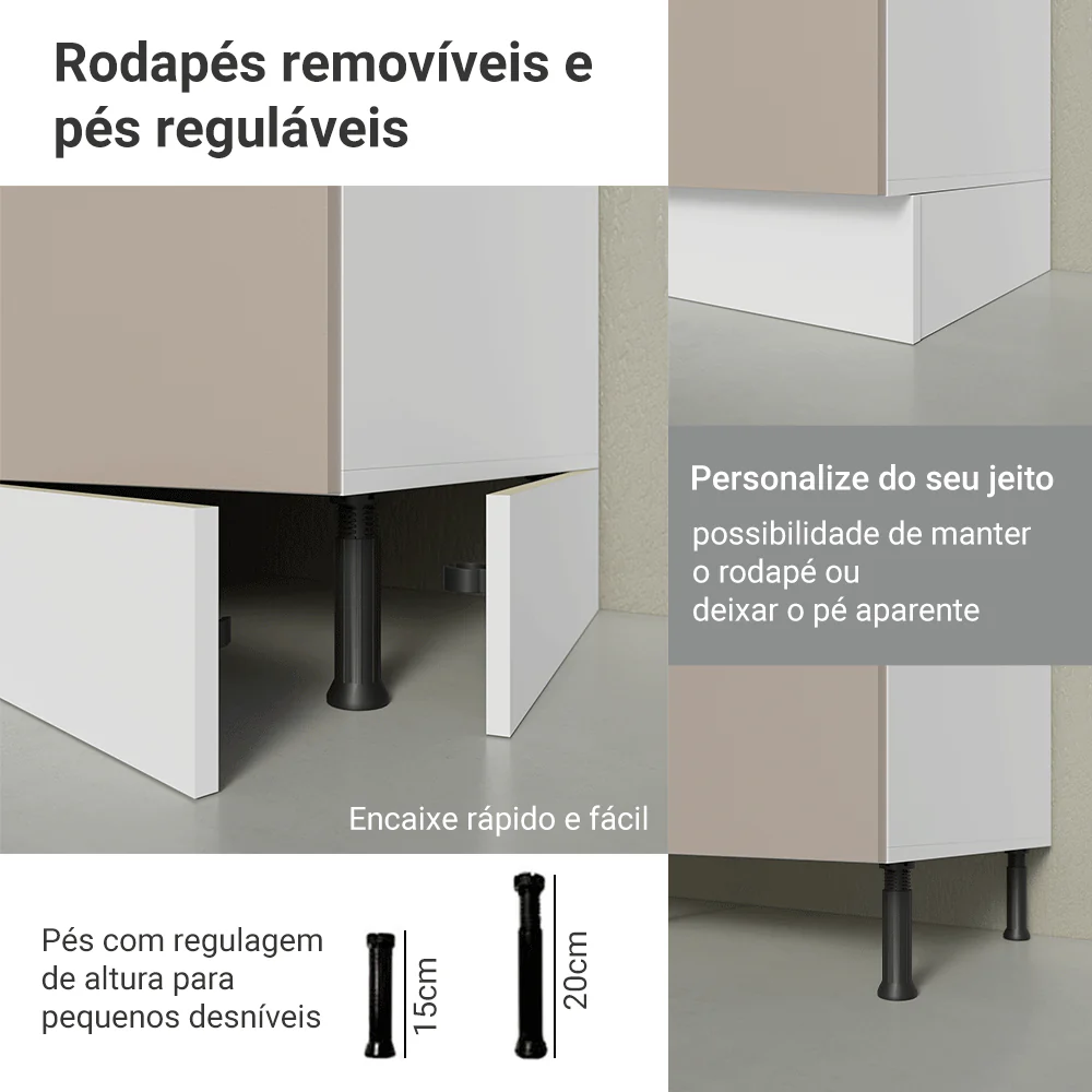 Balcão de Cozinha 50cm 1 Porta Branco/Crema Agata Madesa - Image 8