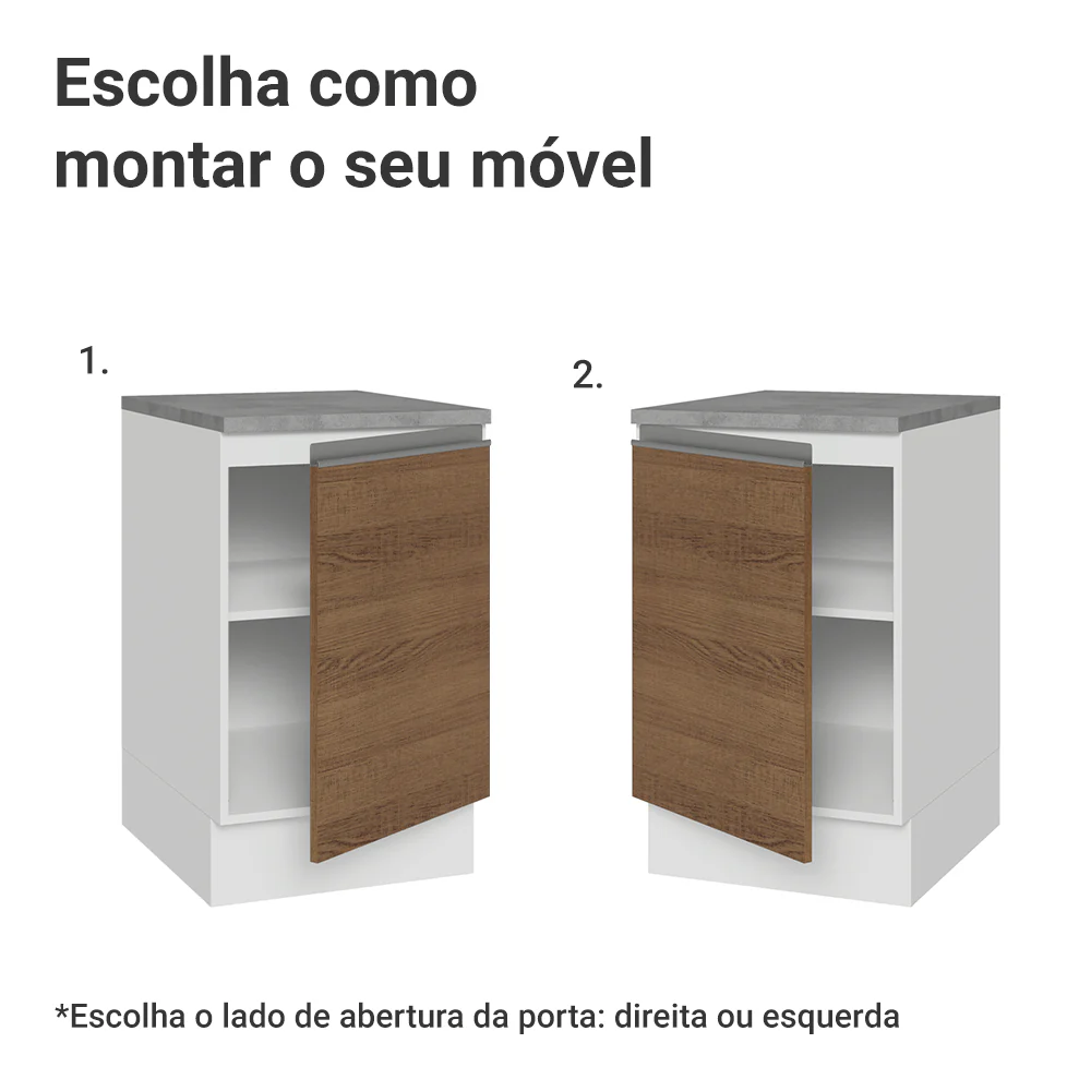 Balcão de Cozinha 50cm 1 Porta Branco/Rustic Glamy Madesa - Image 4