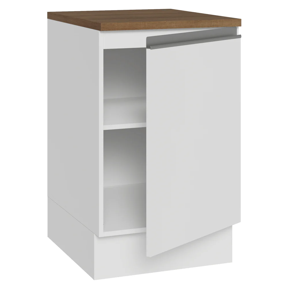 Balcão de Cozinha 50cm 1 Porta Branco Tampo Rustic Glamy Madesa - Image 6