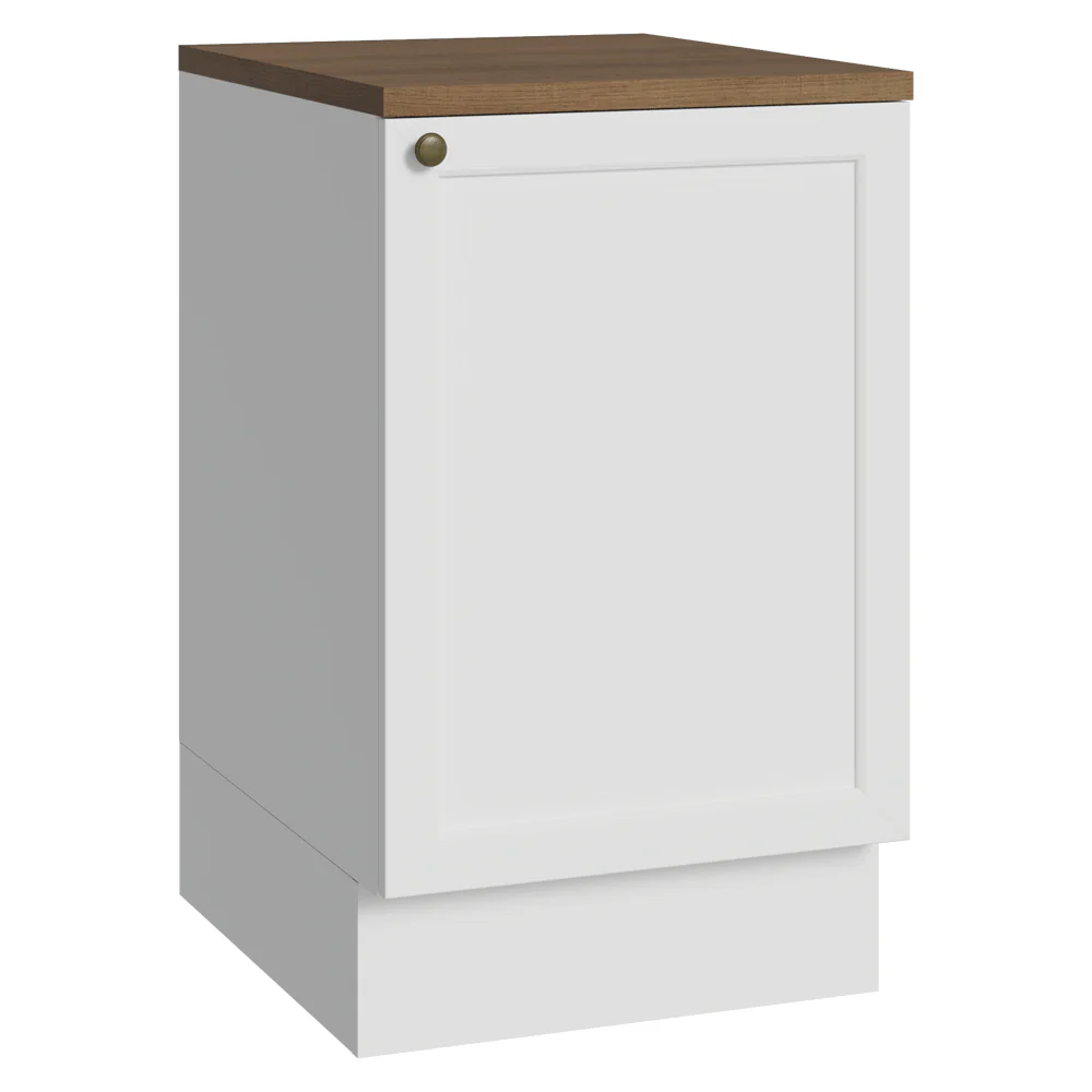 Balcão de Cozinha 50cm 1 Porta Branco Tampo Rustic Vik Madesa