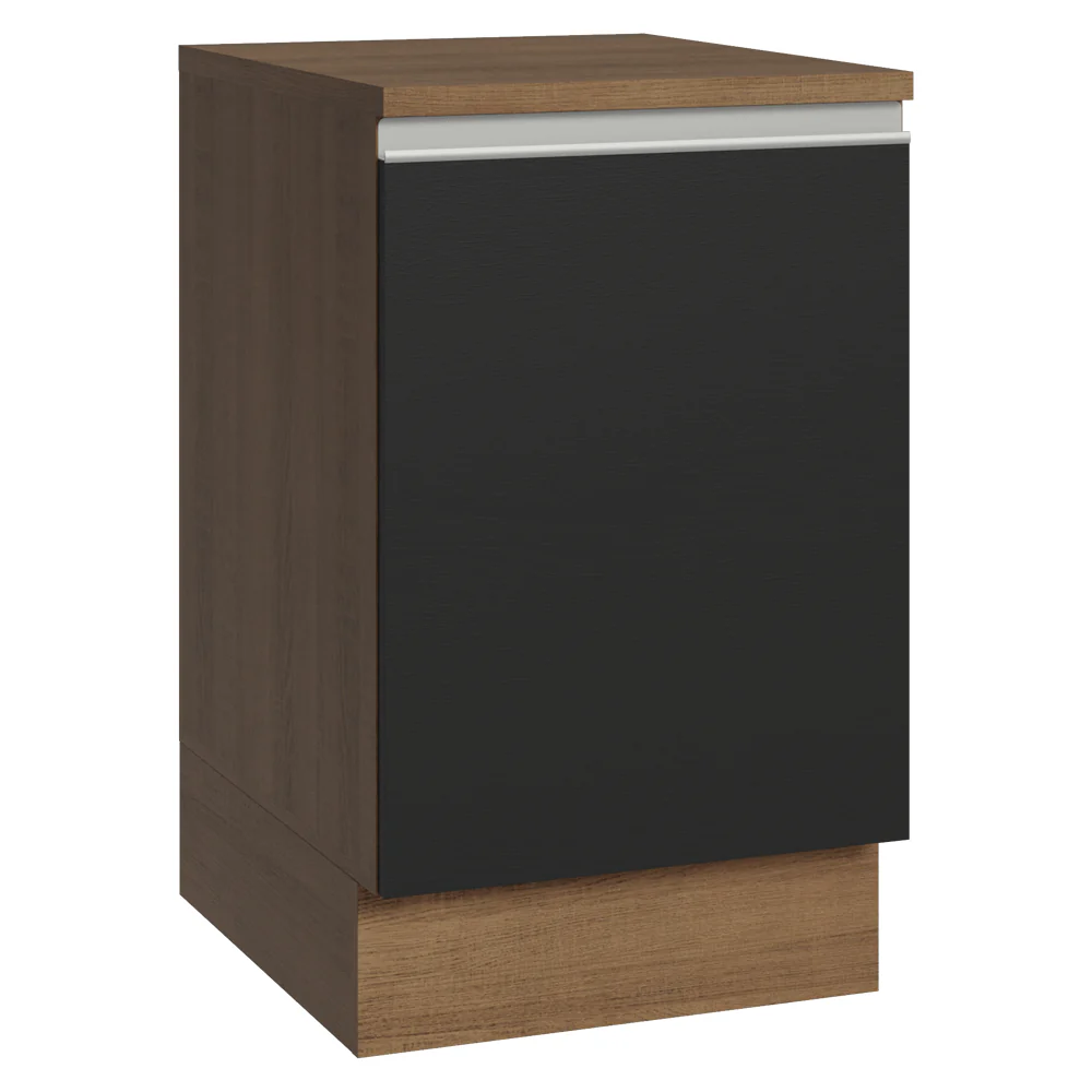 Balcão de Cozinha 50cm 1 Porta Rustic/Preto Glamy Madesa