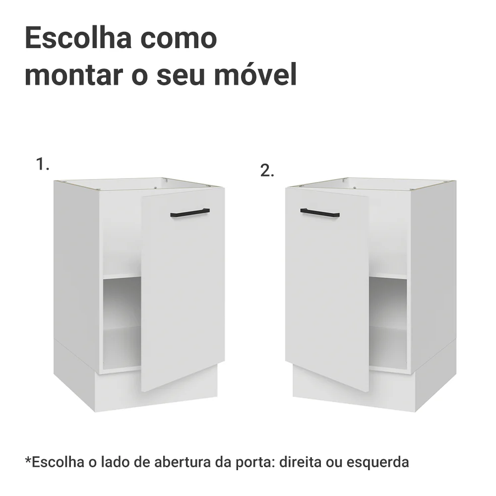 Balcão de Cozinha 50cm 1 Porta (Sem Tampo) Branco Agata Madesa - Image 4