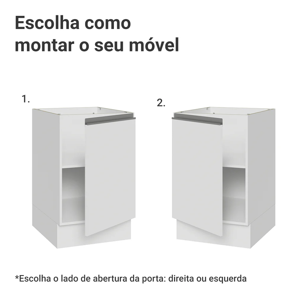 Balcão de Cozinha 50cm 1 Porta (Sem Tampo) Branco Glamy Madesa - Image 4