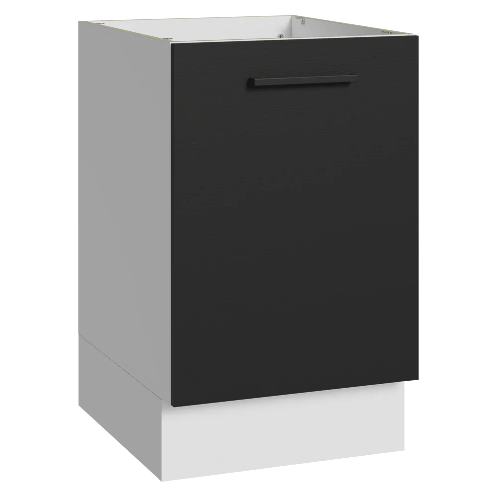 Balcão de Cozinha 50cm 1 Porta (Sem Tampo) Branco/Preto Agata Madesa