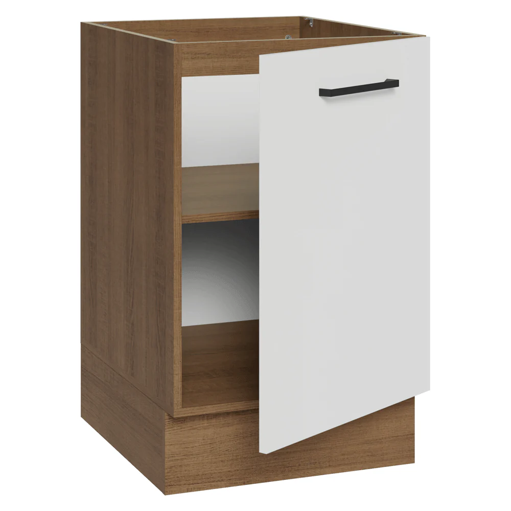 Balcão de Cozinha 50cm 1 Porta (Sem Tampo) Rustic/Branco Agata Madesa - Image 6