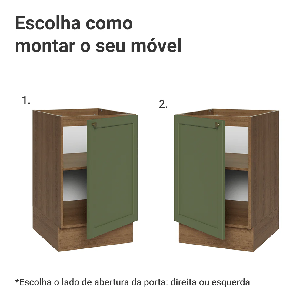 Balcão de Cozinha 50cm 1 Porta (Sem Tampo) Rustic/Verde Vik Madesa - Image 4