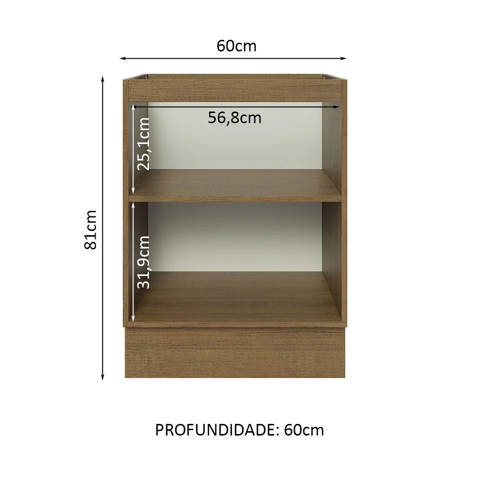 Balcão Cozinha 60 x 60 cm 1 Porta (Sem Tampo) Rustic Glamy Madesa - Image 3