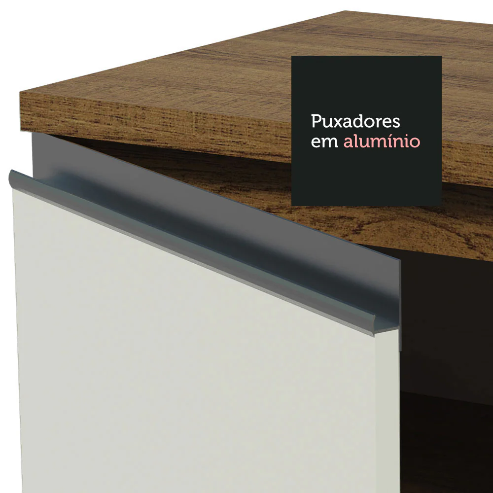 Balcão Cozinha 60 x 60 cm 3 Gavetas (Sem Tampo) Rustic/Branco Glamy Madesa - Image 6