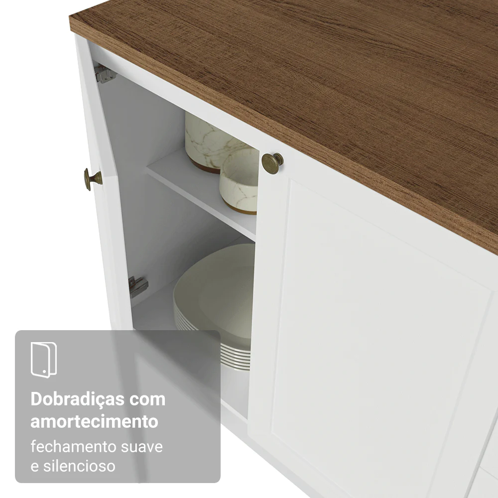 Balcão de Cozinha 60 x 60 cm 1 Porta (Com Tampo) Branco/Rustic Vik Madesa - Image 7